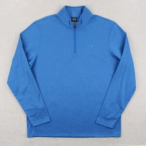 Oakley 1/4 Zip Pullover Mens Size L Blue Regular Fit Polyester Long Sleeve